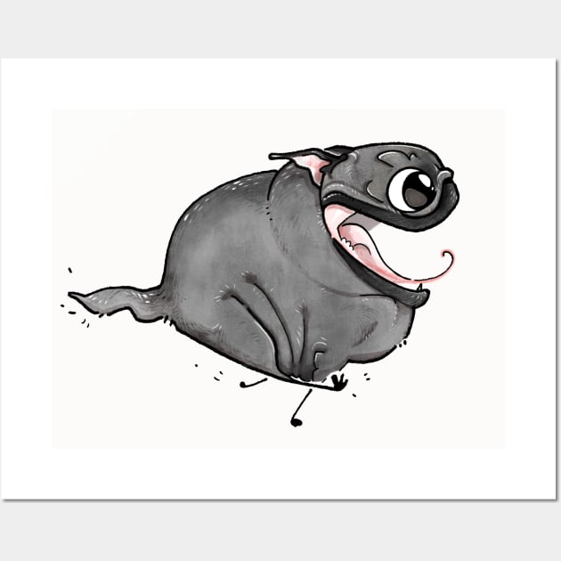 Zoomies!!! (black pug) Wall Art by Inkpug